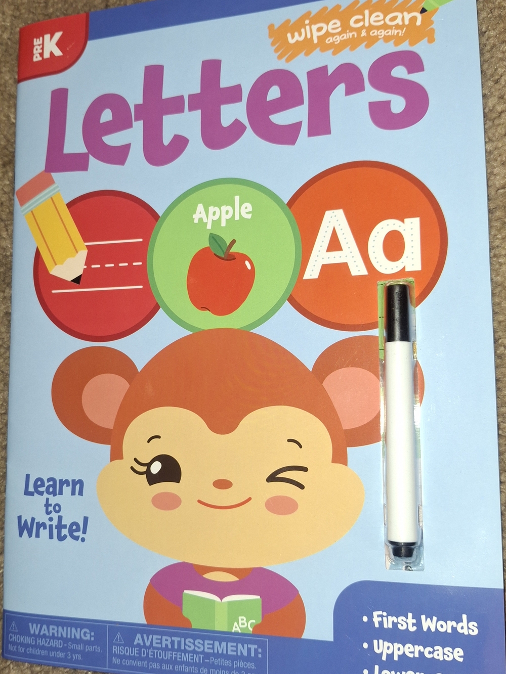 Letters Wipe-Clean Learning Book for Kids - Blue